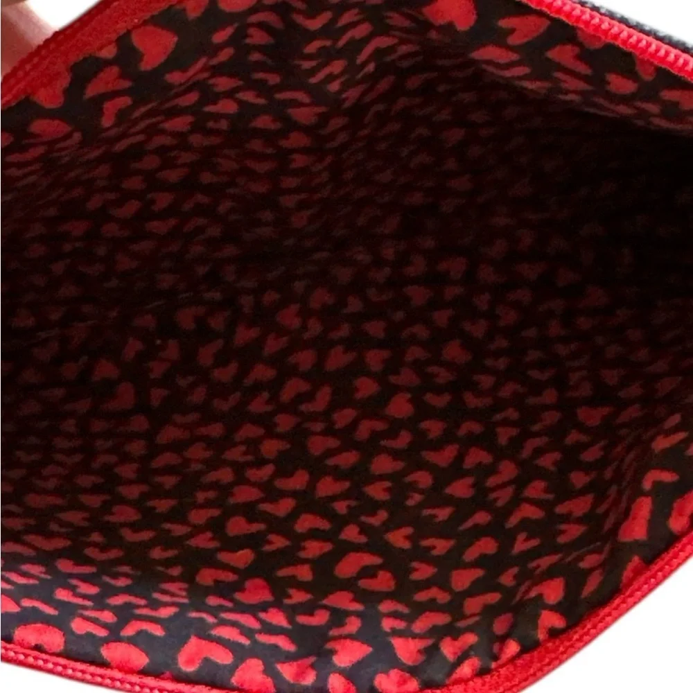 Brighton Leopard Heart Cosmetic Pouch | Red Bow & Charm | Zip Clutch Bag